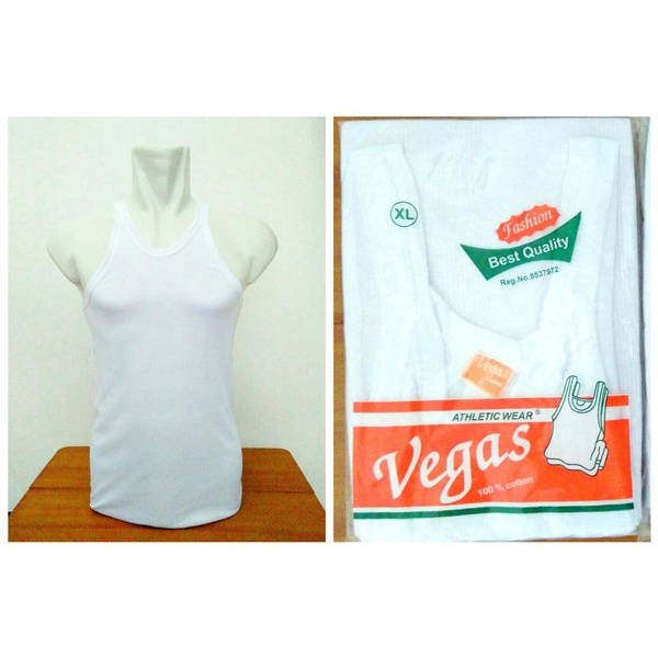 Kaos Singlet Pria Ecer Kaos Dalam Putih Laki Laki Cowok Dewasa Ukuran M L XL Singlet Vegas / VEGASA Harga Grosir