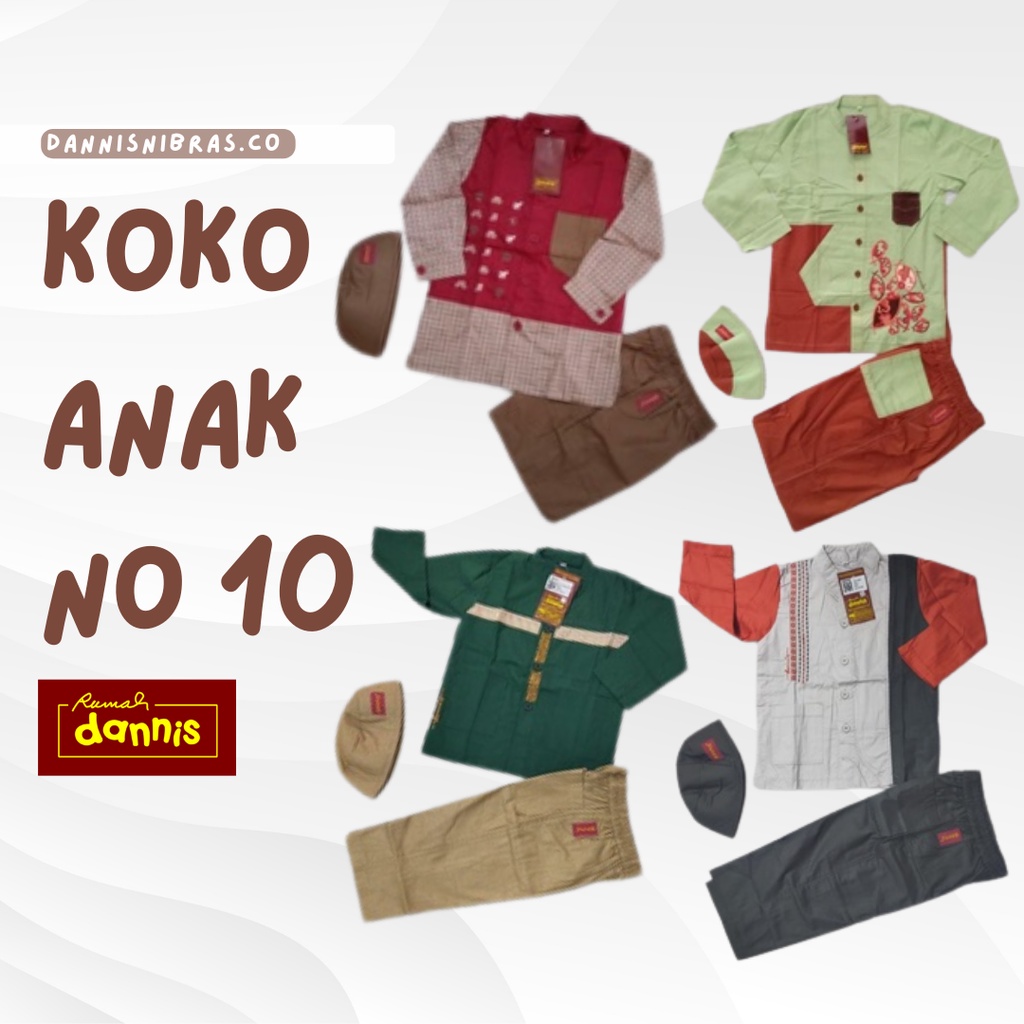 Dannis Anak Nomor 10 Laki-laki Setelan Koko Celana Reguler Baju Muslim