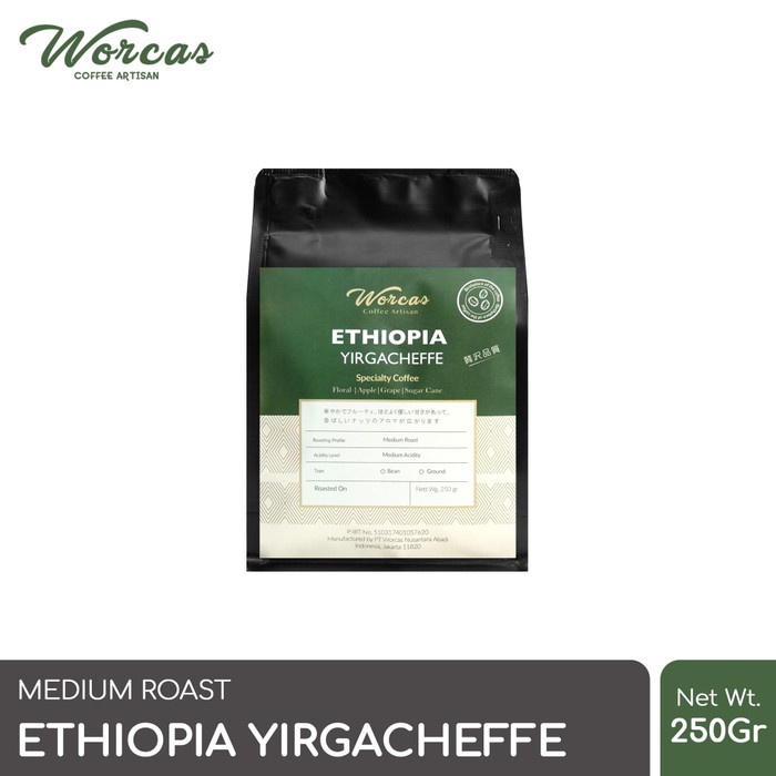 

r0eree Worcas Arabica Ethiopia Yirgacheffe 250 Gram - Medium Roast - Kopi Biji Ds20X11