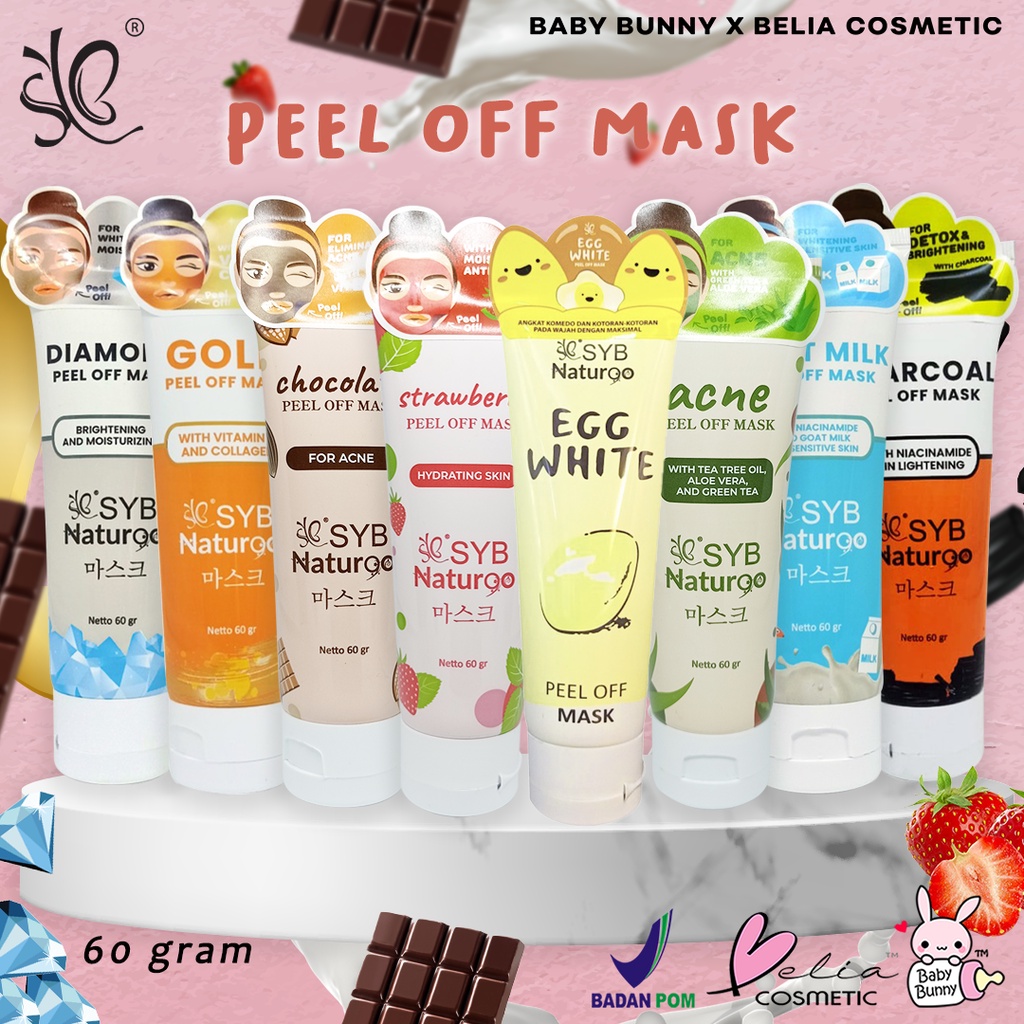 ❤ BELIA ❤ SYB NATUR90 Peel Off Mask Goat milk | Diamond | Gold | Charcoal TUBE Naturgo (✔BPOM) 60g