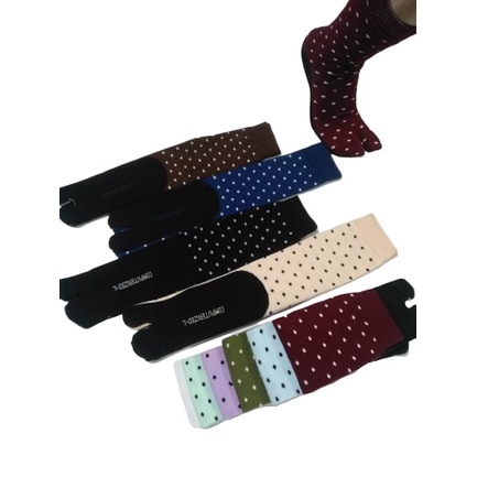 3 PASANG RANDOM KAOS KAKI JEMPOL WANITA MUSLIMAH MOTIF POLKADOT BAHAN NILON SUPER LEMBUT TERLARIS