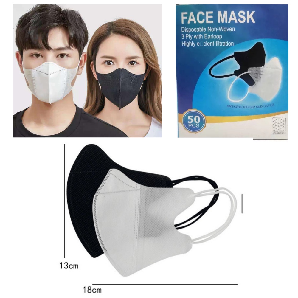 FACE MASK Masker DUCKBILL Garis Import 3ply Isi Warna Abu 50pcs