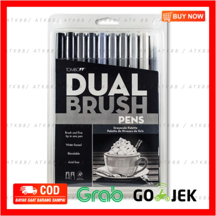

(BISA COD) Tombow Dual Brush Pen Set 10 - Grayscale Palette