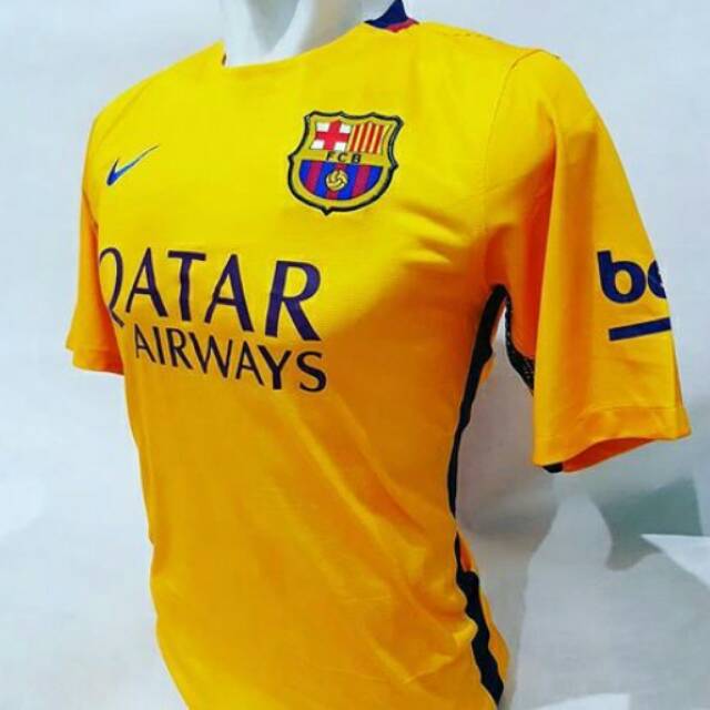 Obral Jersey Grade Original Barca Barcelona Away 2015 2016 Official Bahan Serat