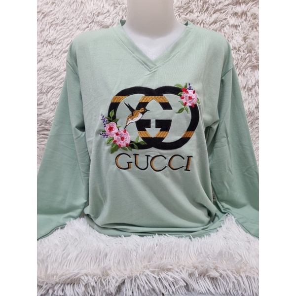 kaos wanita premium / Babyterry import / baju atasan wanita /DI BORDIR-H.mint GCCI PANJANG