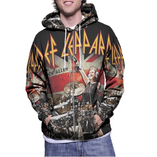 Jaket Hoodie Zipper Fullprint Def Leppard Band Rick Allen Drummer Bahan Polyester Jersey [Hoodie Den