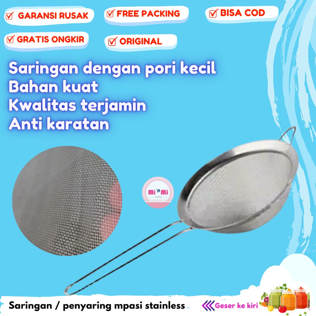 Peralatan perlengkapan alat saringan penyaring mpasi bayi kopi teh minyak goreng tepung stainless