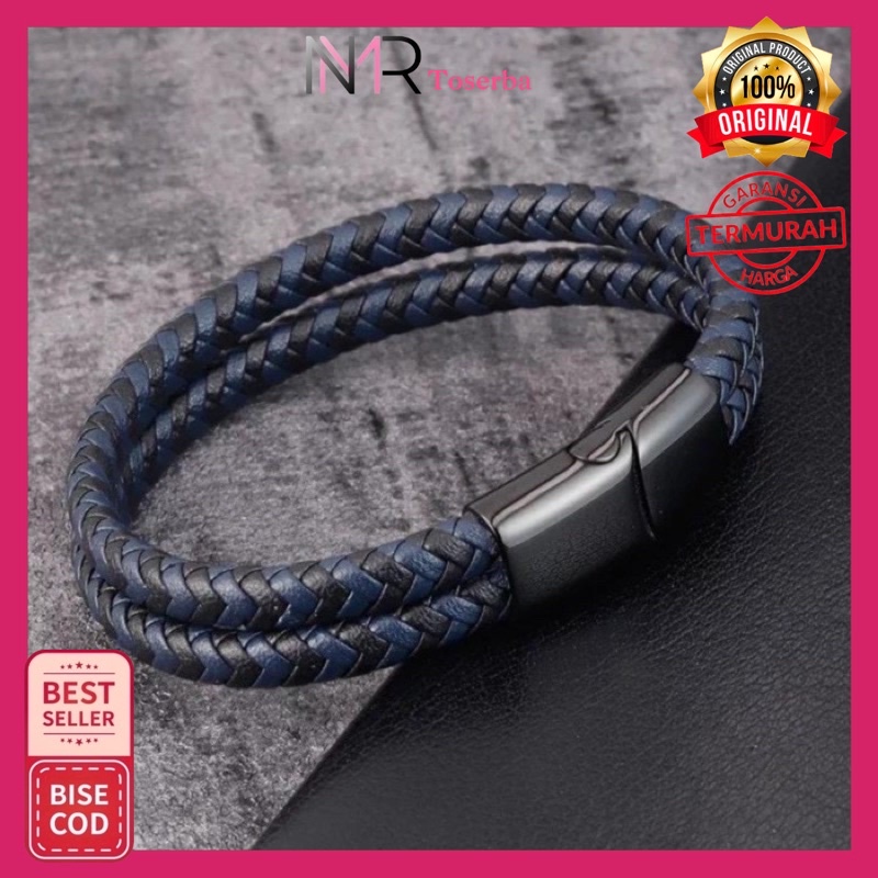 Gelang Kulit Premium Magnetic Pria / Gelang Cowok Keren (High Quality)