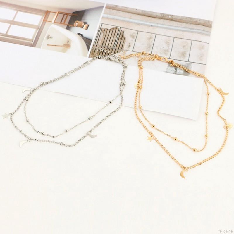 ✨felicelife✨Boho Gold Silver Color Star Moon Bead Multilayer Necklace