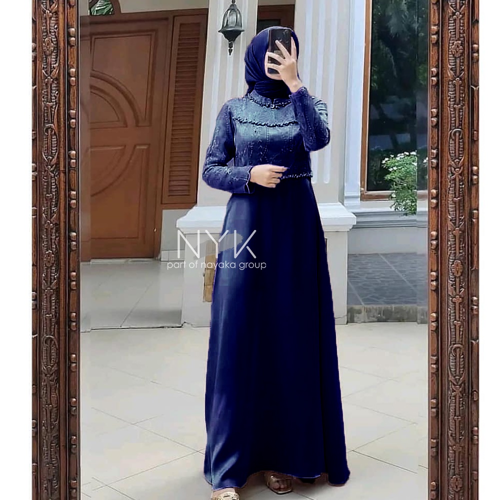 MAXI DRESS TIARA | GAMIS BROKAT MODERN | GAMIS LEBARAN | DRESS BRUKAT TULLE MUTIARA | MAXI BRIDESMAID READY SERAGAMAN