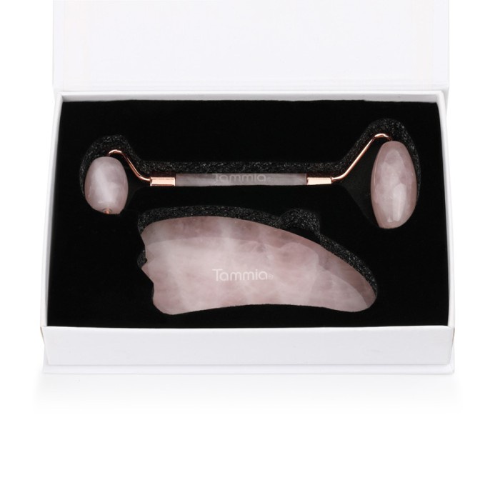 Tammia Premium Natural Rose Quartz Roller &amp; GuaSha Kit ANANDA_KOSMETIK