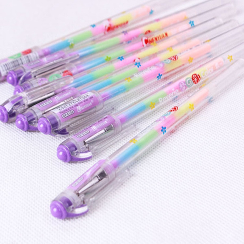 6 In 1 Pen Cat Air Fluorescent Multi Warna Pelangi Untuk Dekorasi Album Foto / Graffiti DIY