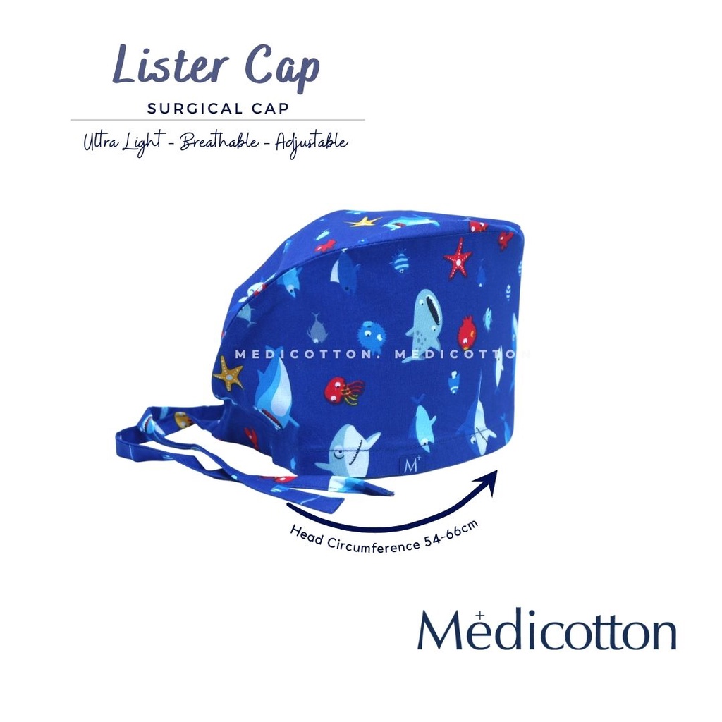 MEDICOTTON - Surgical Head Cap Topi Bedah Medis - Motif Animal Sea