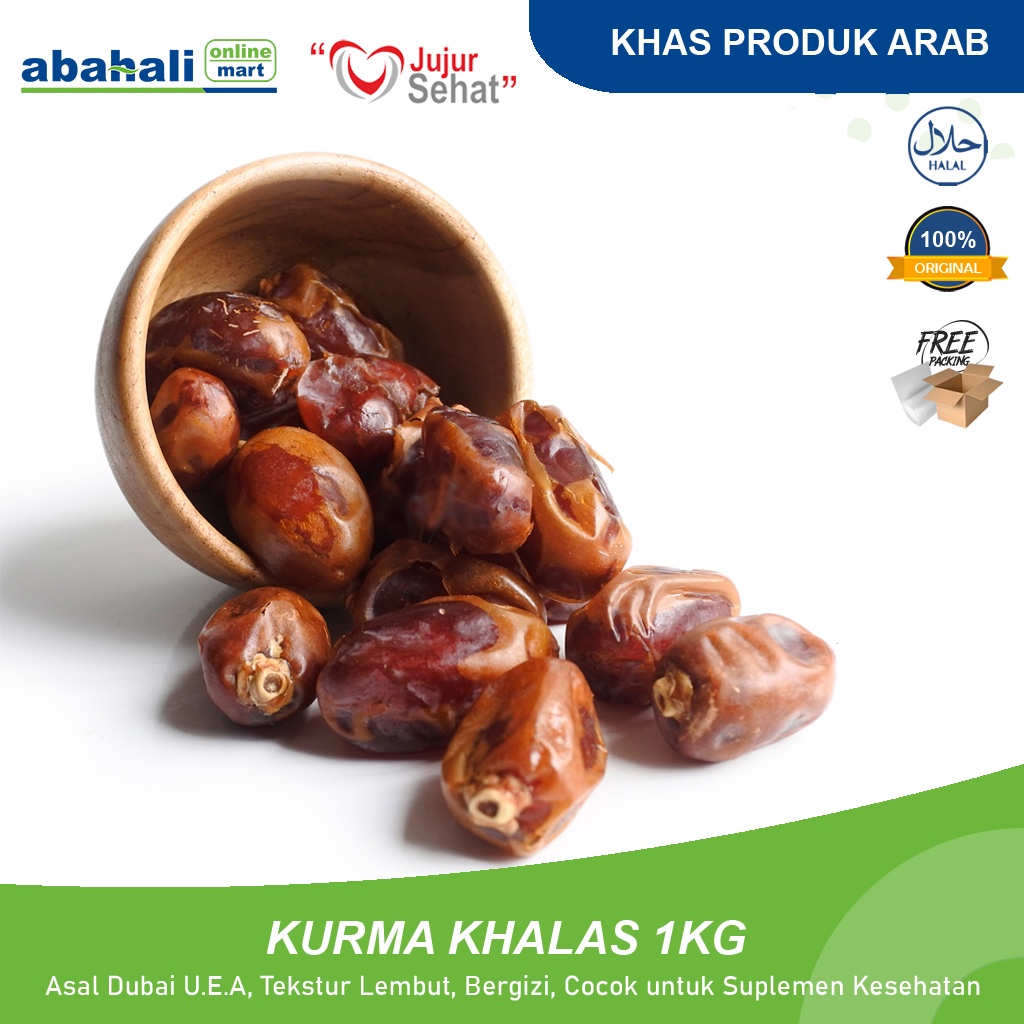 

Kurma KHALAS Premium 1 Kg Kholas Asli Dubai Untuk Buka Puasa Mesir Madu Golden Valley Sayer ASI