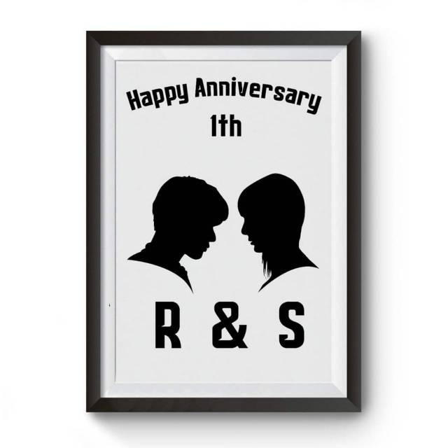 Frame kaca + cetak + desain siluet foto hadiah kado custom anniversary ulang tahun wisuda unik murah