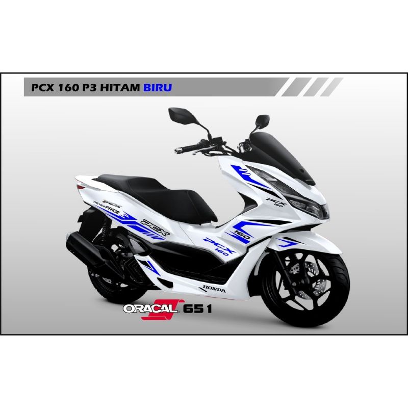 Striping Cutting Sticker Honda NEW PCX PUTIH 2021 160cc Sporty Biru