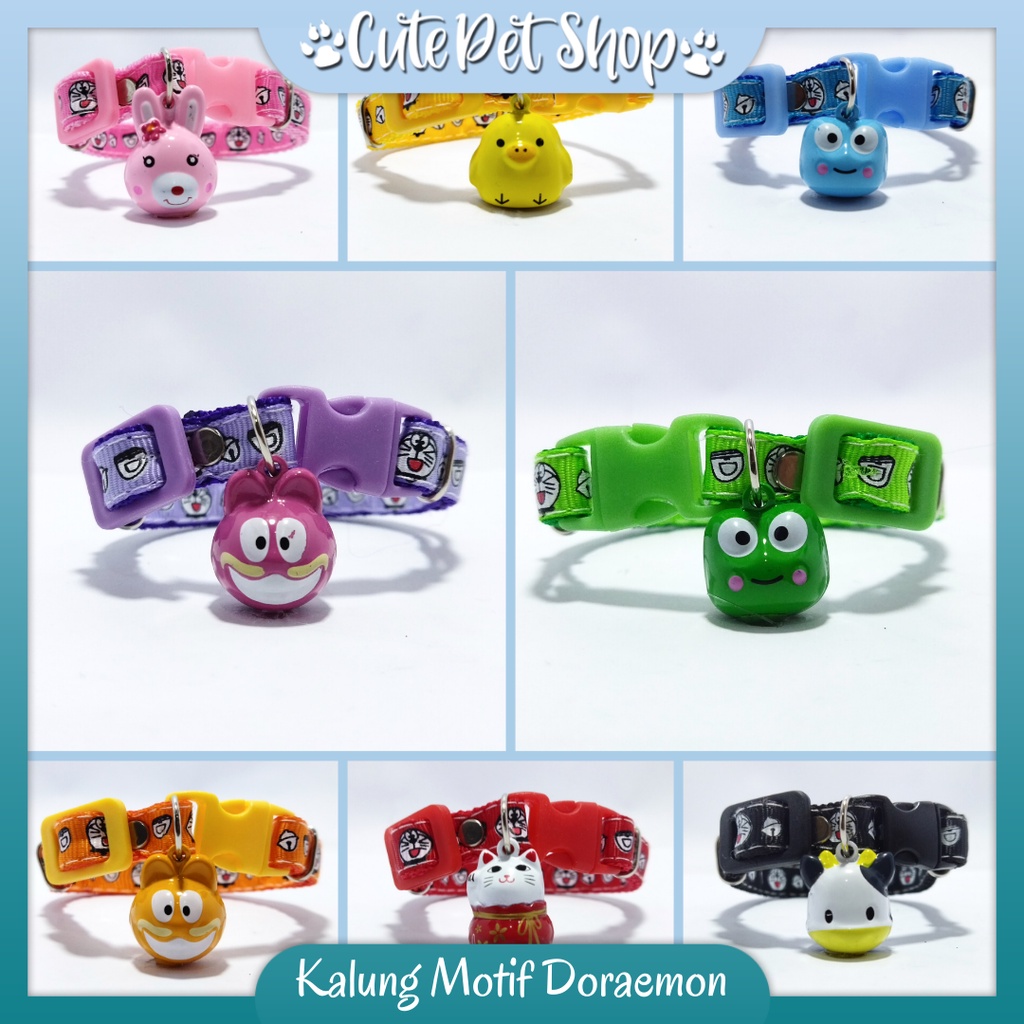 Kalung Kucing Lucu Motif Doraemon Lonceng Karakter / Kalung Kucing Lucu / Kalung Kucing Berkualitas