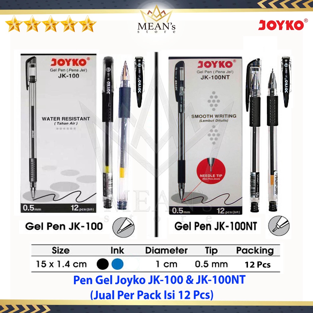 Pulpen Gel Joyko JK100 & JK100NT 0.5mm / Pen JK 100 JK 100NT