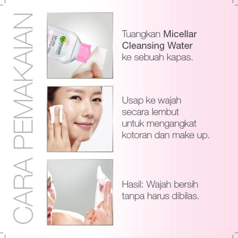 Garnier Micellar Cleansing Water Biru Blue | Pink | Biphase | Rose Water | Vitamin C 125 ML