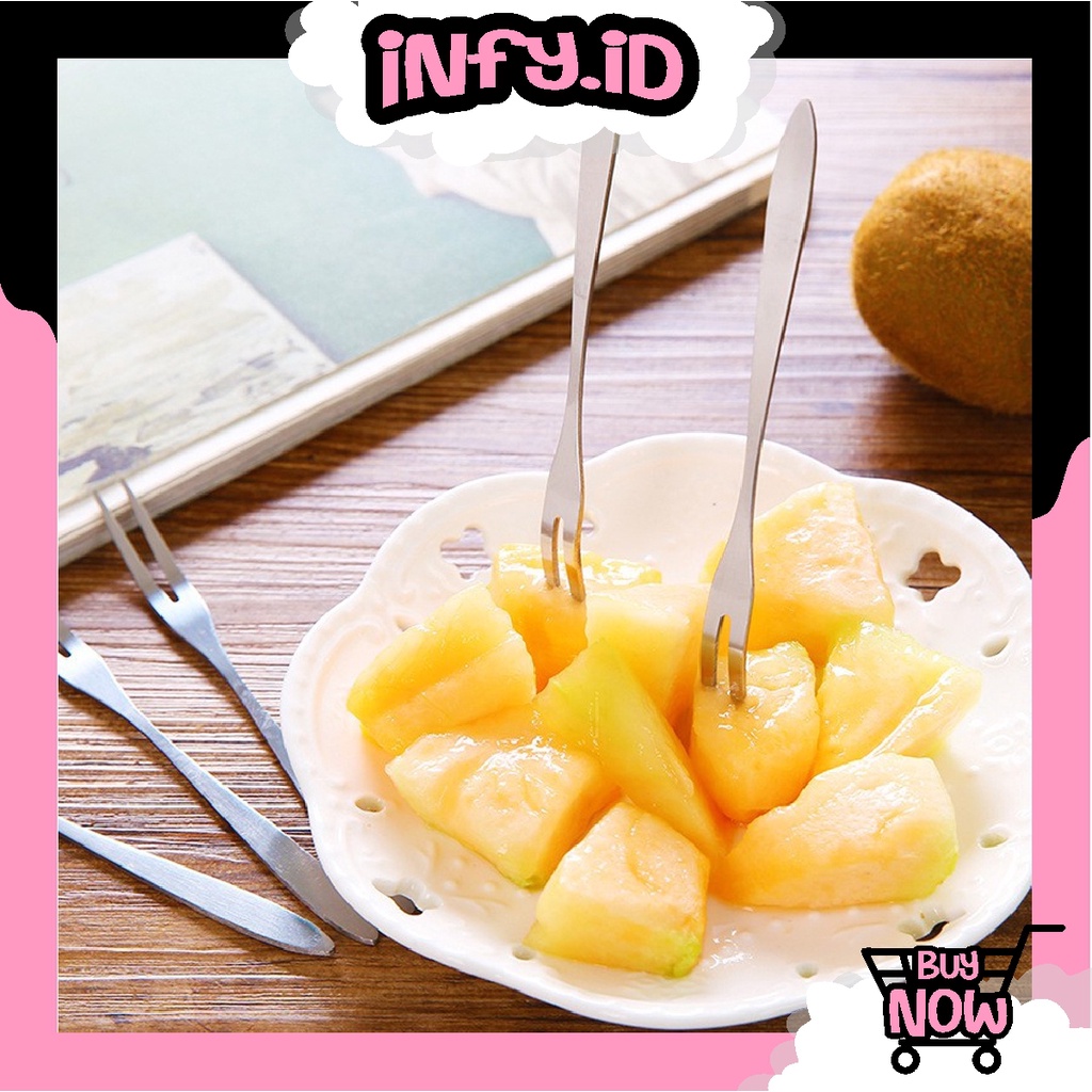 INFY - Garpu Buah Stainless Steel Kecil Mini Alat Tusukan Makan Kue Fruit Fork Murah Serbaguna R776