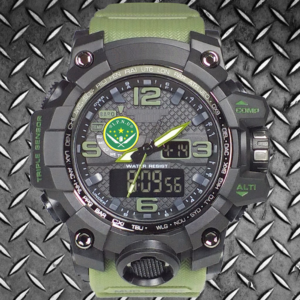 (Istimewa Bossque) Jam LOGO IPNU Double Time Tali Hijau (Exclusive)