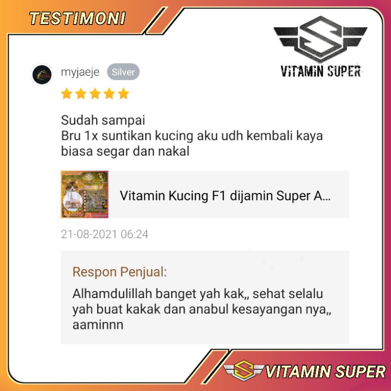 Vitamin Kucing F1 dijamin Super Ampuh | Vitamin Nafsu Makan, Pertumbuhan, Gemuk Optimal, Antibodi