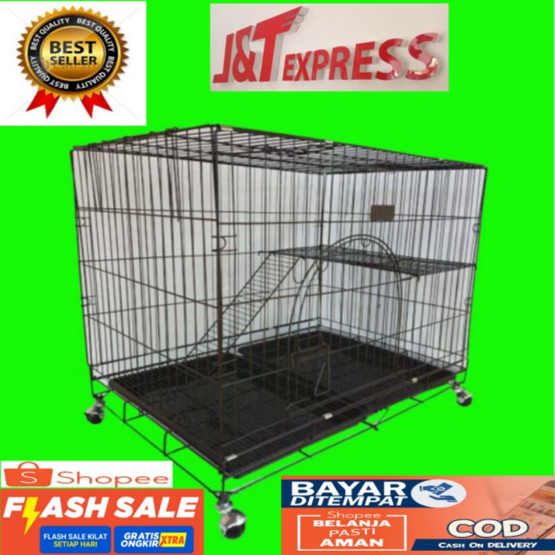 kandang kucing, musang, kelinci lipat tingkat 1 ukuran 90×60×70
