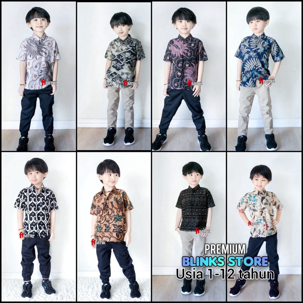 Kemeja Batik Anak - batik anak - baju batik anak laki laki umur 6 bln - 12 tahun hem batik anak pendek