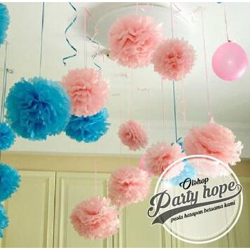 ℮ Pompom Kertas biru tua / Pompom Kertas 30 Cm / Tissue Paper / Pompom ➽