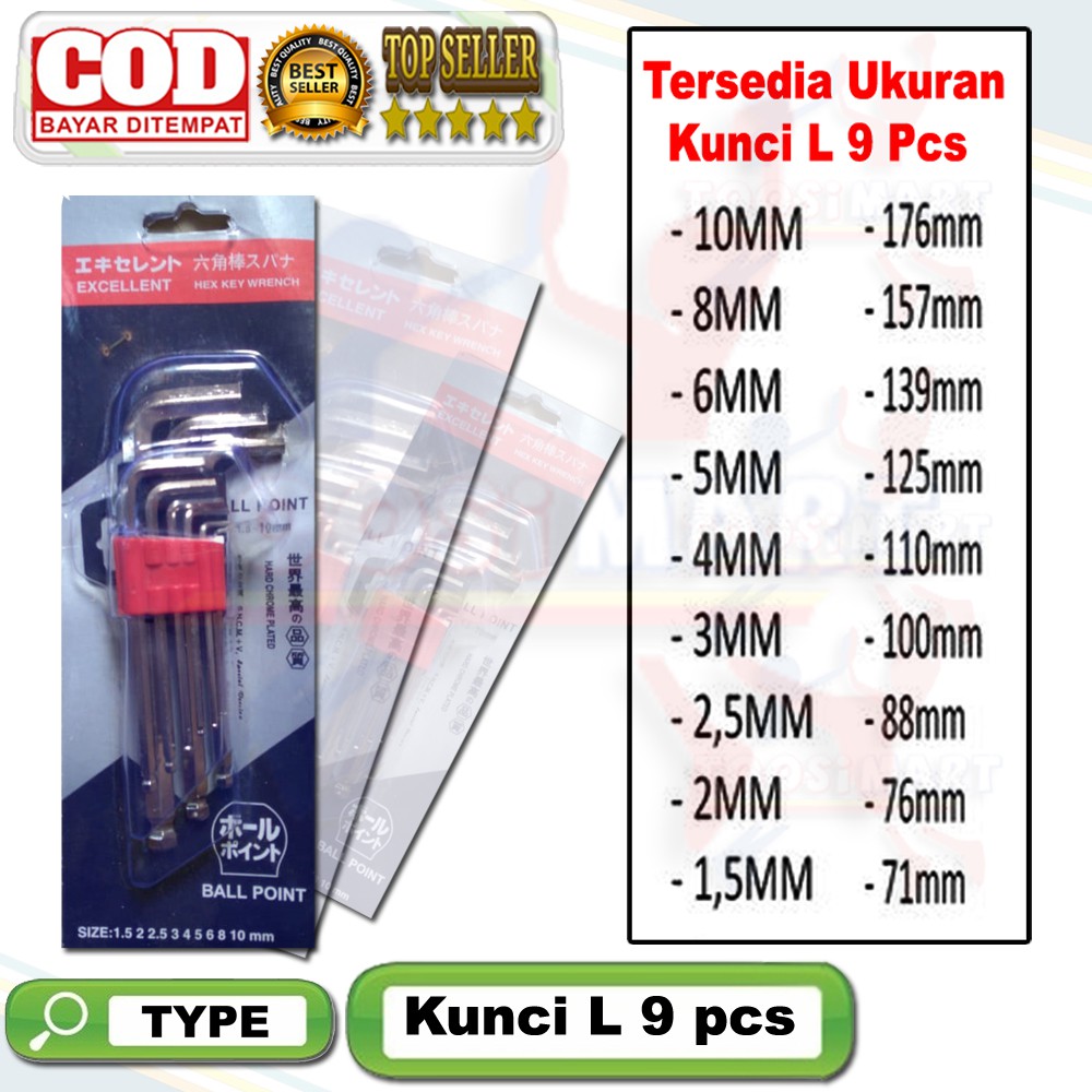 Jual Kunci L Panjang Lengkap Set Pcs Kunci L Perkakas Tangan Pertukangan Kunci L Motor