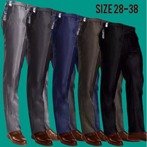 CELANA BAHAN | KERJA | FORMAL | KANTOR | PANJANG | HITAM | DASAR PRIA SLIMFIT _-
