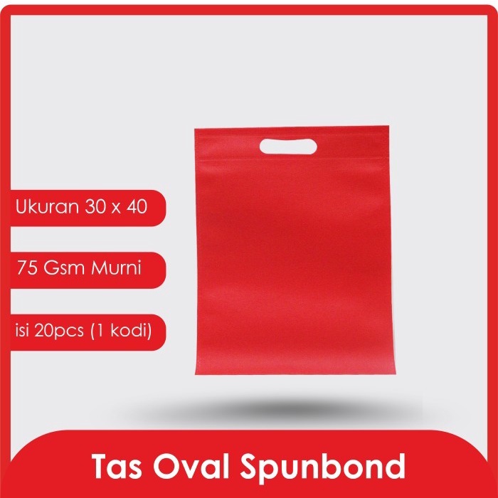 

NEW KANTONG BELANJA SPUNBOND OVAL 30x40 / Tas Oval / Tas Belanja (Merah)