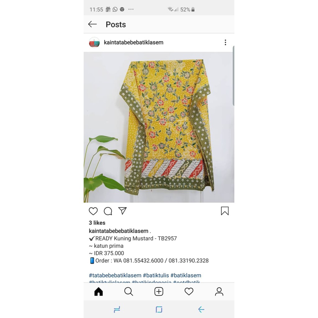 Kain Batik  Tulis  Pesanan Dewi  Seroja TB2957 Shopee 