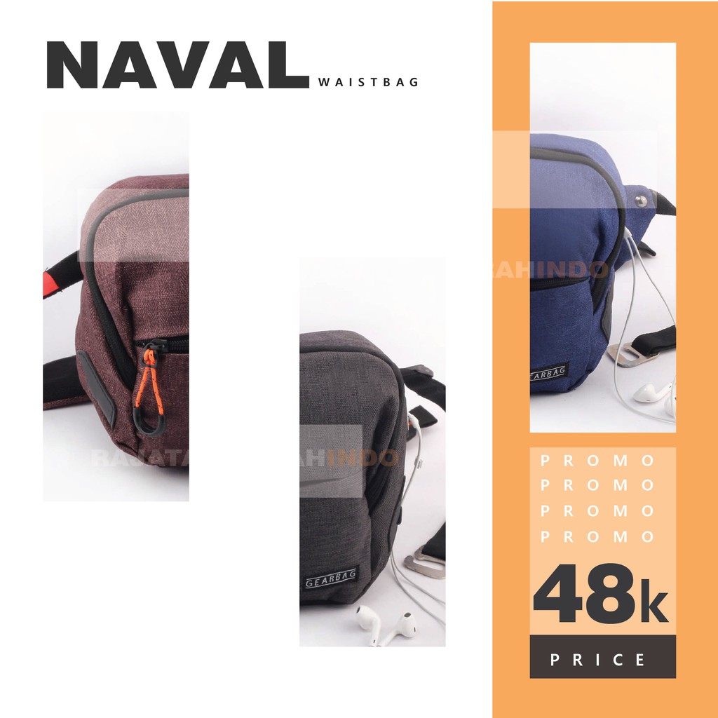 Gear Bag - NAVAL Port -13129 - Waistbag WITH EARPHONE HOLE BB - Tas Selempang Pria Tas Pinggang