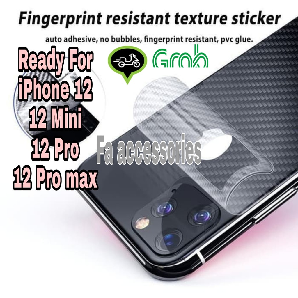 FA SKIN CARBON TRANSPARAN BACK SCREEN IPHONE 11 11PRO 11PROMAX 12 12MINI 12PRO 12PROMAX PRO MAX MINI