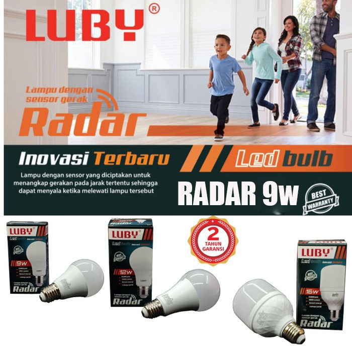 Promo Terbaru!!! Lampu Bohlam LED sensor gerak Radar Luby 9watt-12watt-16watt Super Terang dan Berkualitas