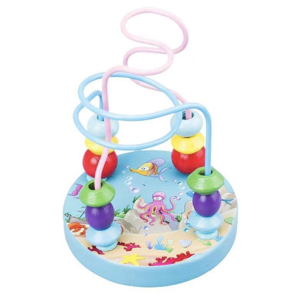 MAINAN BAYI ALUR MANIK MINI - Round Beads Wire Maze game For Baby Melatih Indera ke Enam Bayi chn kawat geser ulir gajah elephant lion singa