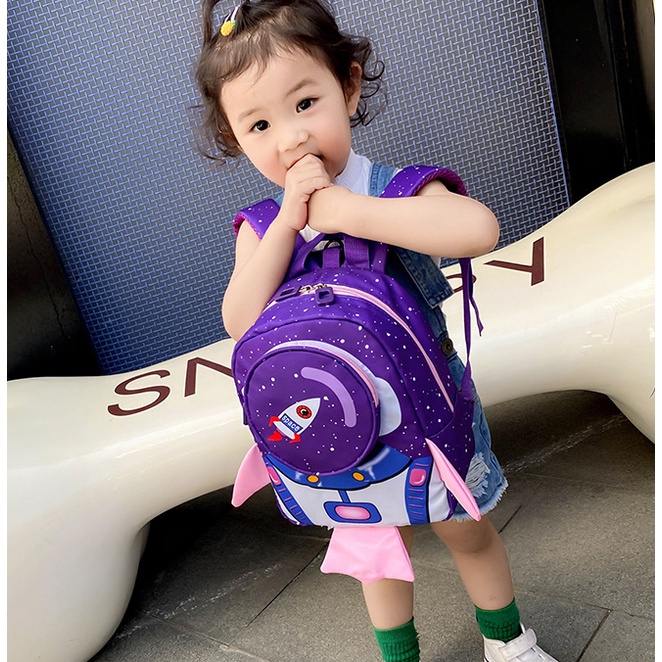 Tas backpack Anak Laki-laki / Perempuan Gambar Astronot 3D Import CB19