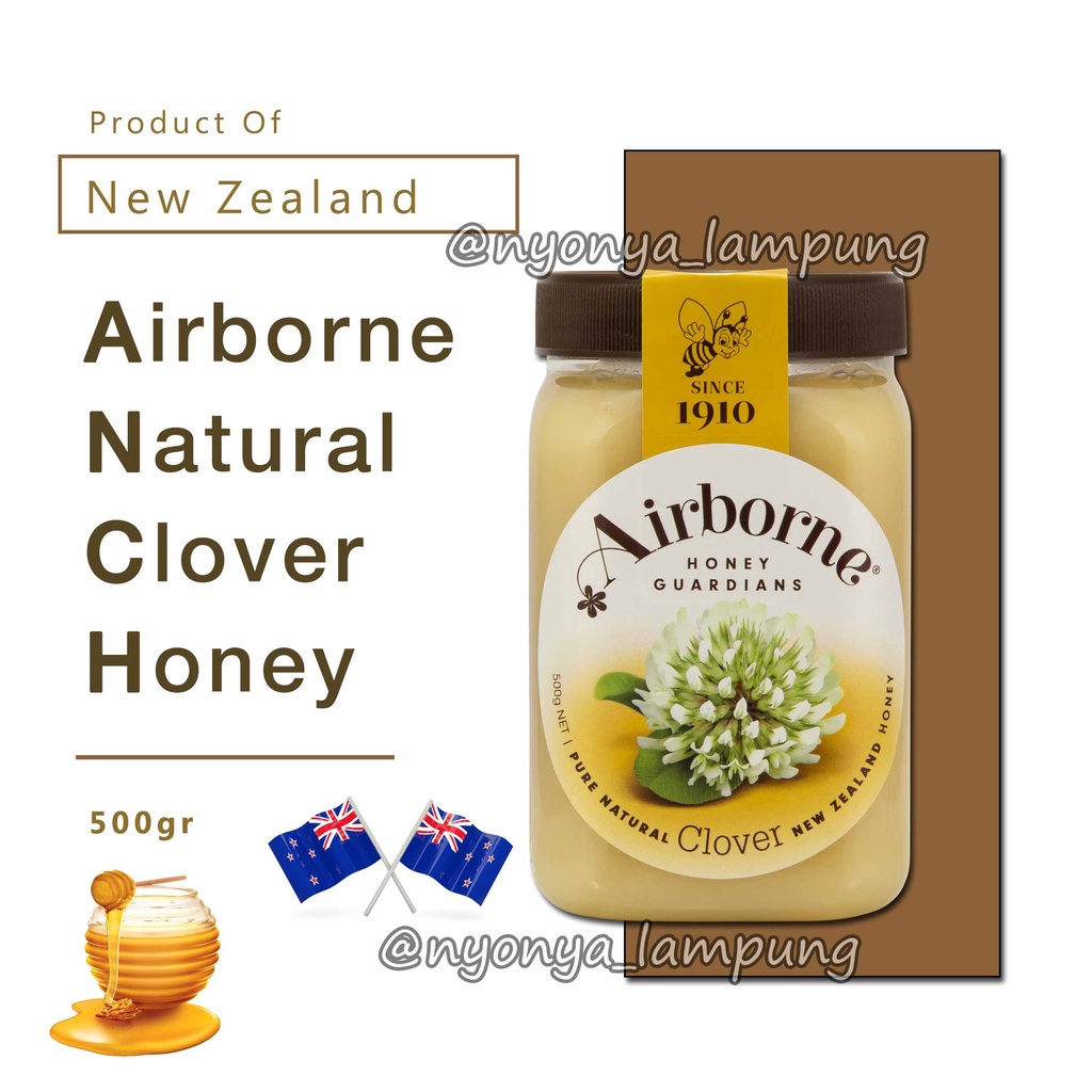 

Madu - Airborne Clover Honey 500gr / New Zealand Honey 500 gr /Alt. HDI - Nyonya Lampung
