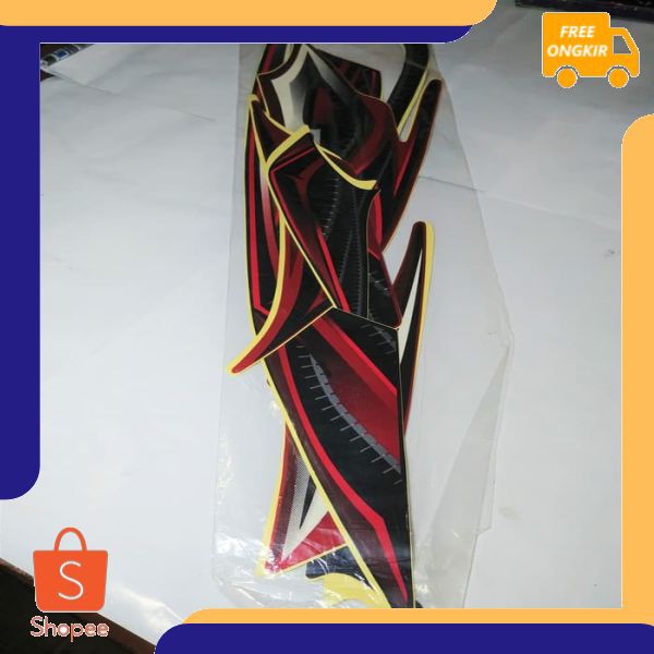 Stiker Body & Lis Bodi & Striping Scorpio Z 2011 Hitam Merah