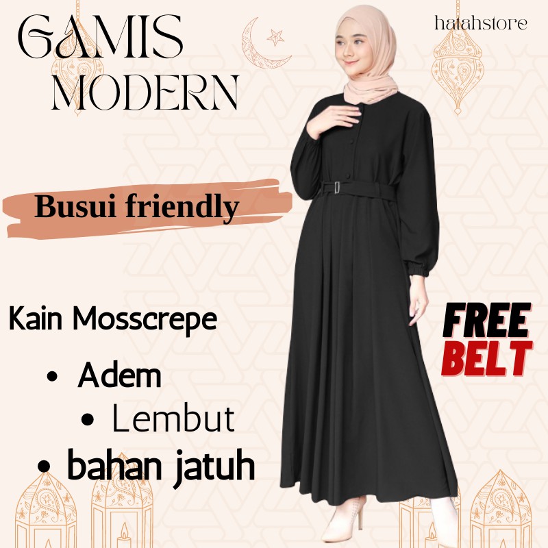 baju gamis hitam polos terbaru gamis remaja kekinian modern 2021 wanita dress sarah maxy syari