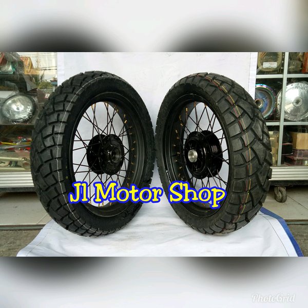 Paket Velg Jari Jari Kawasaki W175 W 175  Plus Ban Enduro Street - Paket Velg Kawasaki W 175 W175 Le