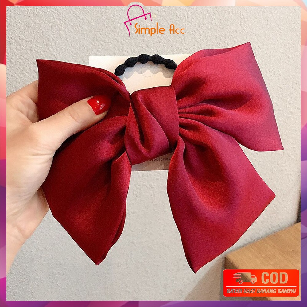 ~COD~DO-C160 Ikat Rambut Pita Besar Kuncir Rambut Hairband Aksesoris Wanita Kunciran Rambut Korea-PITA MERAH