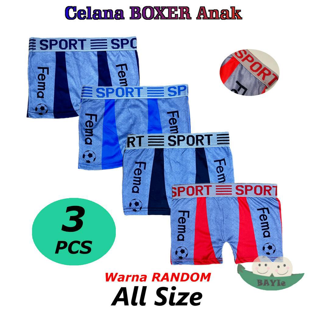 BAYIe - 3 PCS Celana Dalam / CD BOXER Anak laki-lak/Cowok SPORT / Kid's Underwear