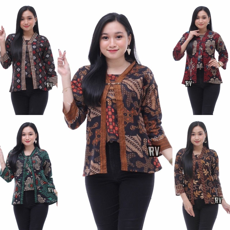 tey-17 Batik wanita ASJ SA HRB026 Kenongo Kemeja Tosca Pendek