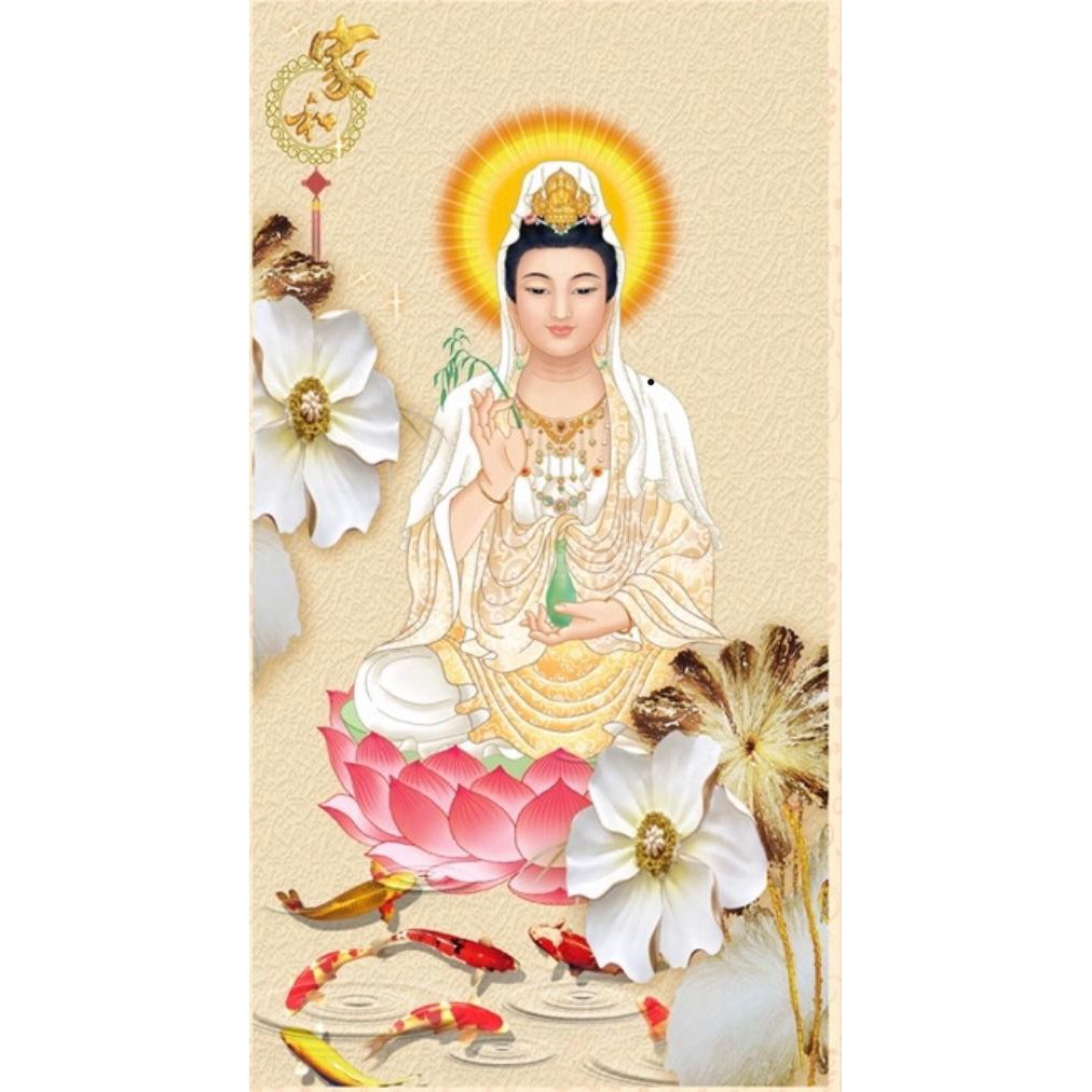 LUKISAN FULL DIAMOND 5D PAINTING (DIY) DEWI KWAN YIN - E 40x70cm (PxT)