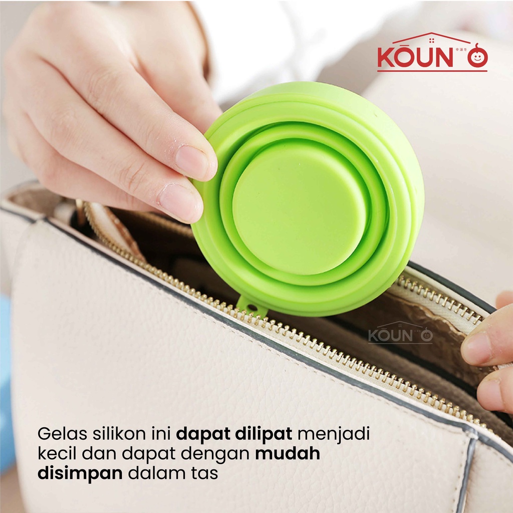 Cangkir Gelas Lipat Tarik Wadah Tempat Minum Silikon Anti Pecah Portable Travel Silicone Folding Cup