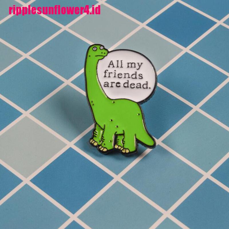 Pin Bros Lencana Bentuk Kartun Dinosaurus Hijau Bahan Logam