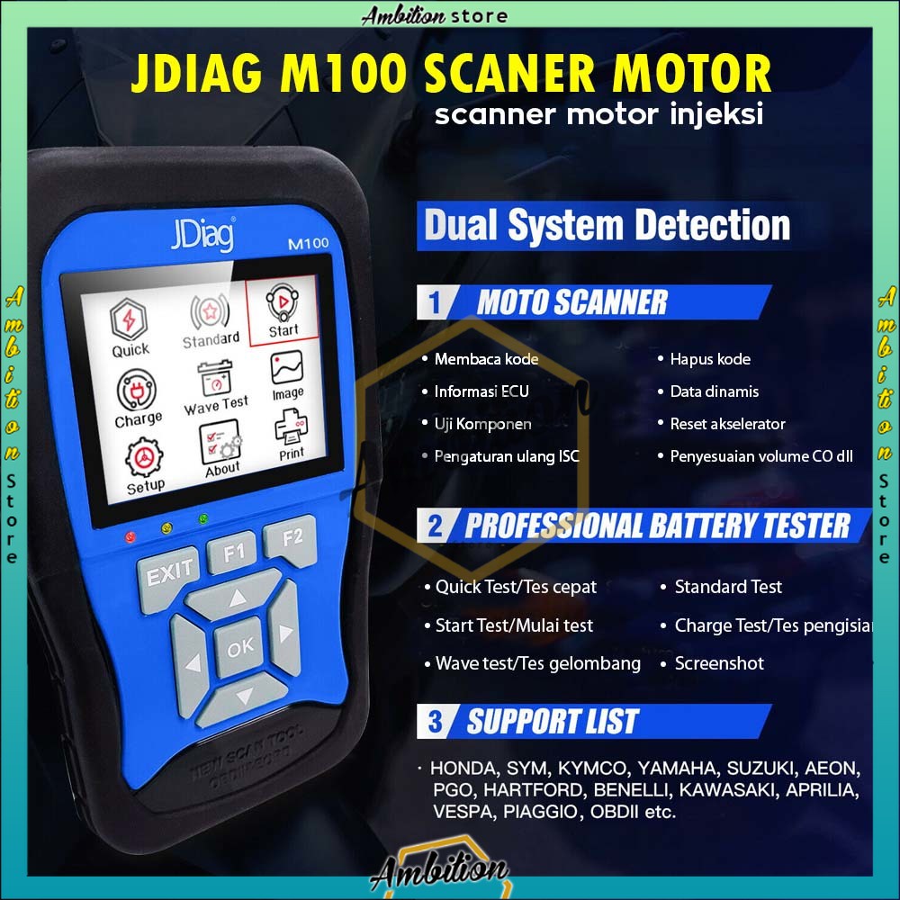 JDiag M100 Motor Diagnostic Scanner  OBD2 Motor Scaner Motor Injeksi