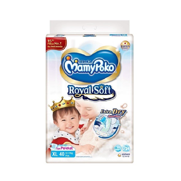 Mamypoko Perekat Royal Soft S60/M56/L48/XL40/XXL32 (KEMASAN BARU)